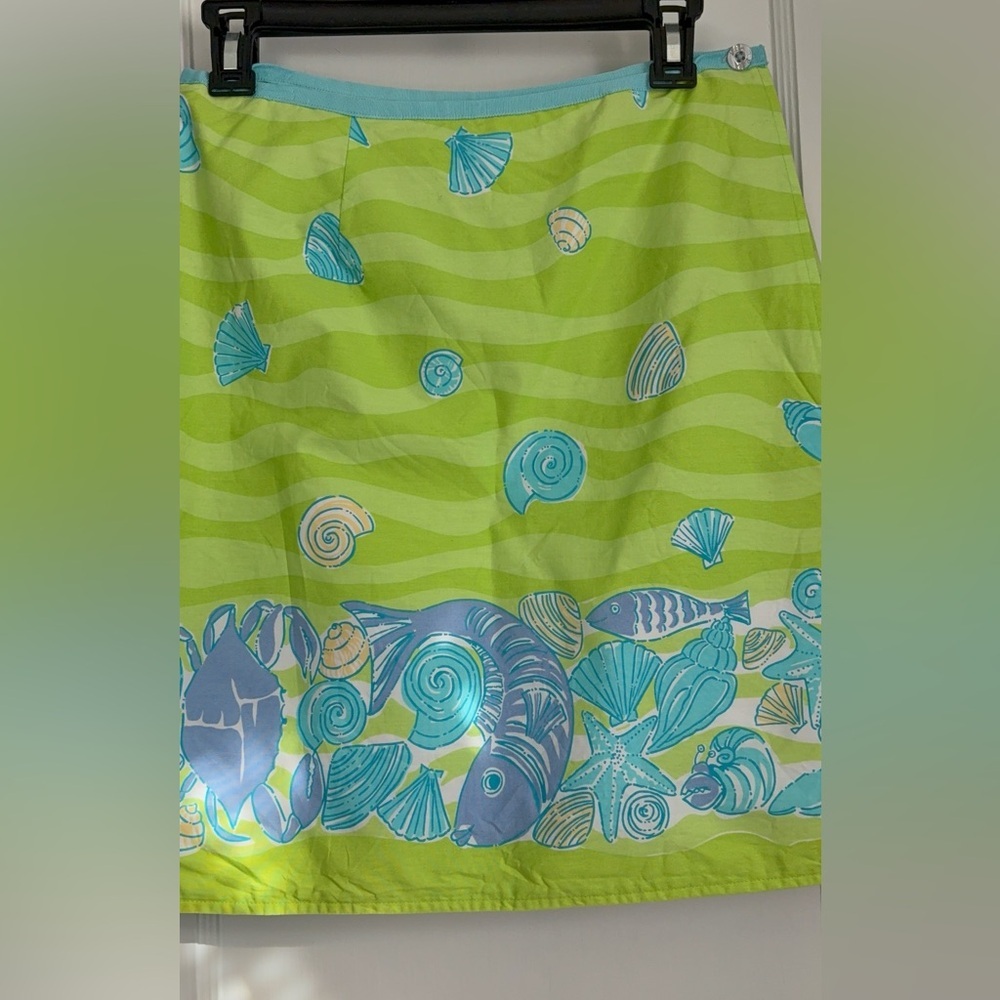 Lilly Pulitzer Lime Green Coastal Seashell Print A-Line Skirt,Sz: 8 - Picture 4 of 8